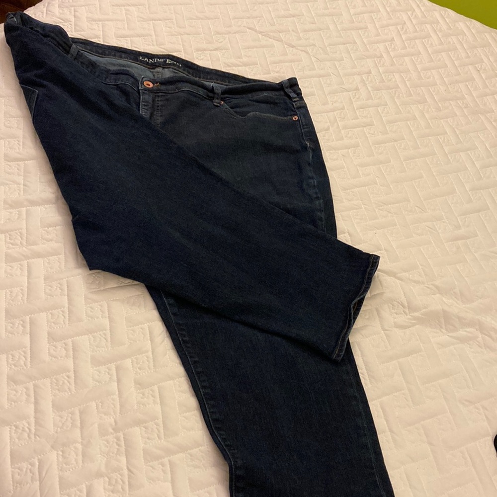 Dark blue Lands End crop jeans - Picture 1 of 7